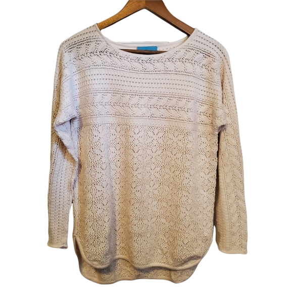 NEW ISELFIELD Silk Blend Open Knit Round Neck Pullover Sweater - Picture 7 of 11